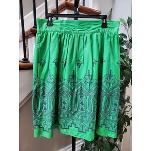 Downeast Womens Green Cotton A Line Side Zipper Casual Knee Length Skirt Size L